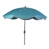 Patio Premier 9Ft Round Market Umbrella, Aluminum, 8 Rib, Fringe Design, Aqua 801070